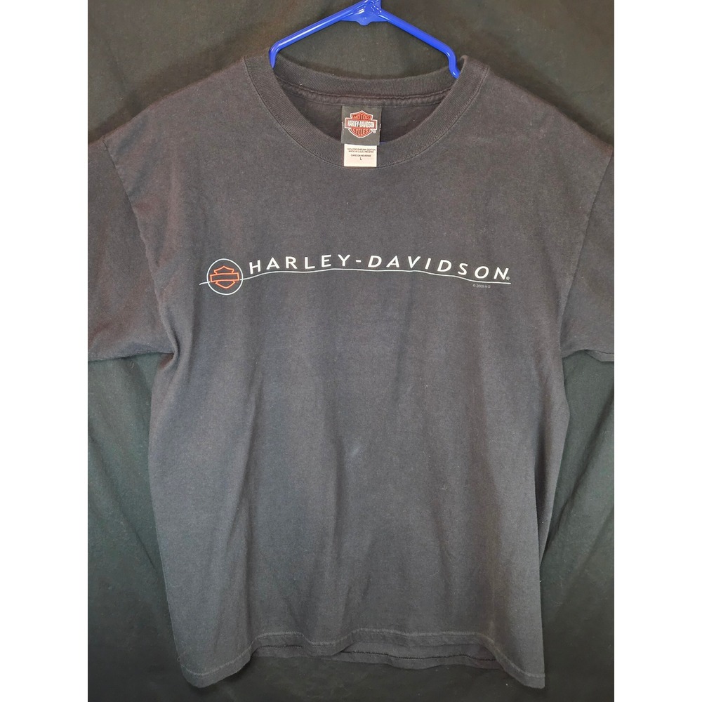 Harley-Davidson T-Shirt Mens Large Black Northern Lights Skulls 2009